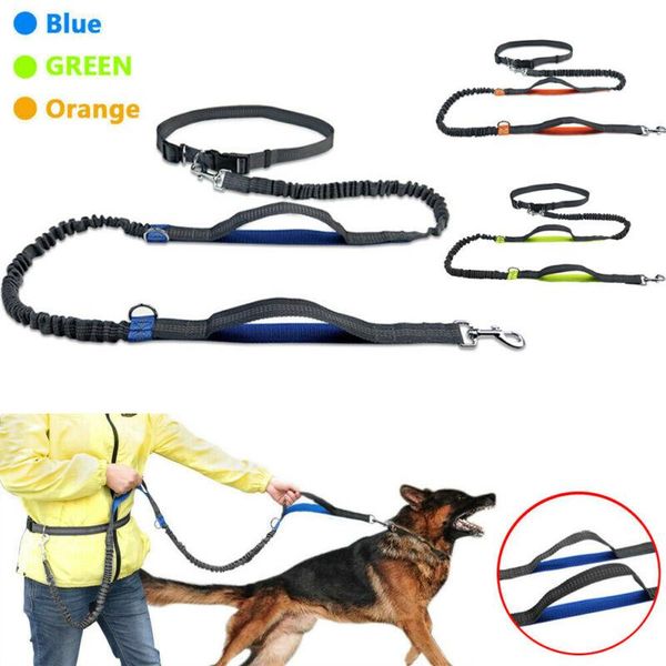 

dog collars & leashes hands pet lead walking running belt jogging waist leads tranning leash outdoor adjustable elastic