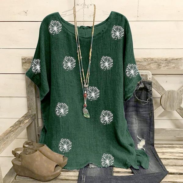 

women's t-shirt dandelion print t shirt short sleeve women casual tees loose o-neck t-shirts large sizes 5xl lady womens clothing #, White
