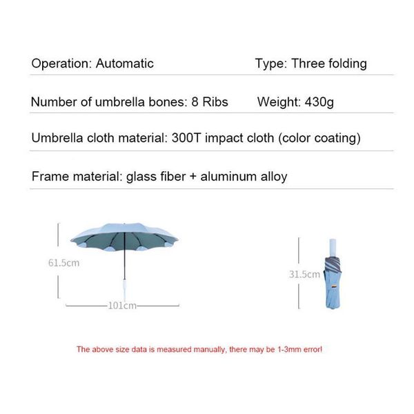 

anti-uv full matic business umbrella 3 folding male female parasol sun umbrella rain women windproof luxury umbrella qyluxp