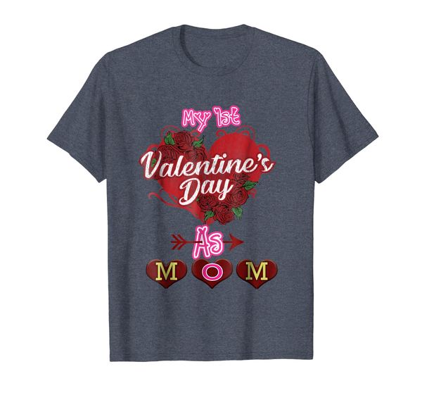 

my first valentines day as mom baby girl t shirt new mommy, White;black