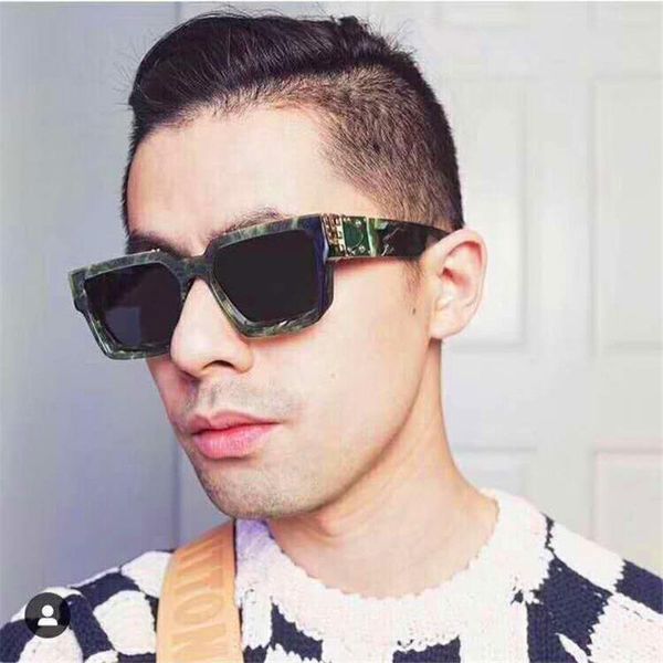 

logo brand men 1165 sunglasses new quality lens 96006 vintage gold frame summer style square laser shiny r millionaire uv400 hklr, White;black