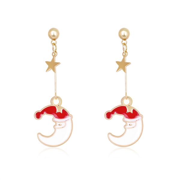 

factory star earrings, santa claus earrings, fashionable alloy oil dripping, moon earrings christmas