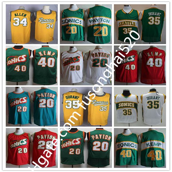 

2021 vintage seattle supersonics sonics jersey kevin 35 durant new ray 20 allen basketball jerseys fast delivery, Black;red