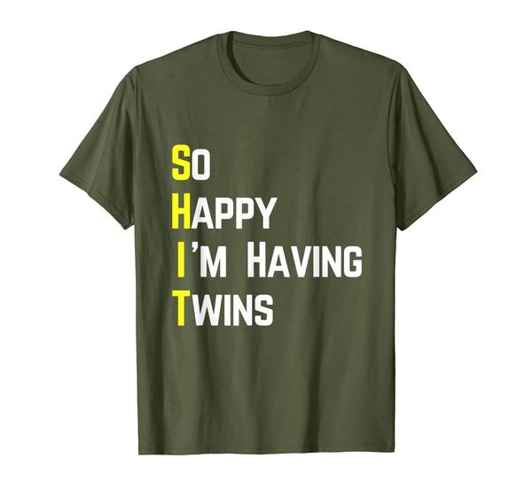 

so happy i'm having twins fun parents t-shirt, White;black
