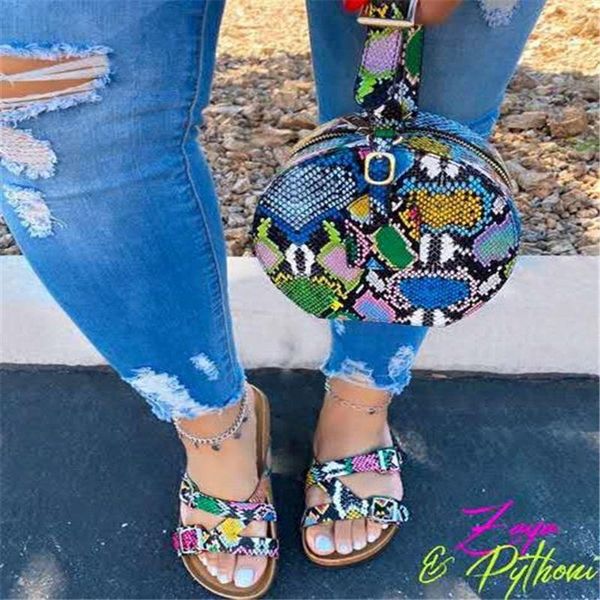 

slippers snakeskin slides and purse set bag with shoe sequins bling, Black