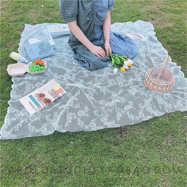 

ins korean double lace hollow background cloth picnic mat net gauze picnic matching decorative tablecloth