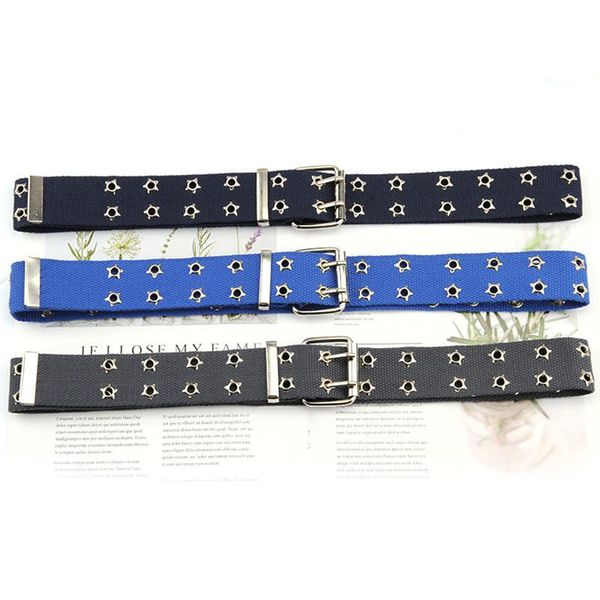 

belts 2021 durable canvas web double grommet eyelet hole buckle belt for women fashion comfortable wide wholesale, Black;brown