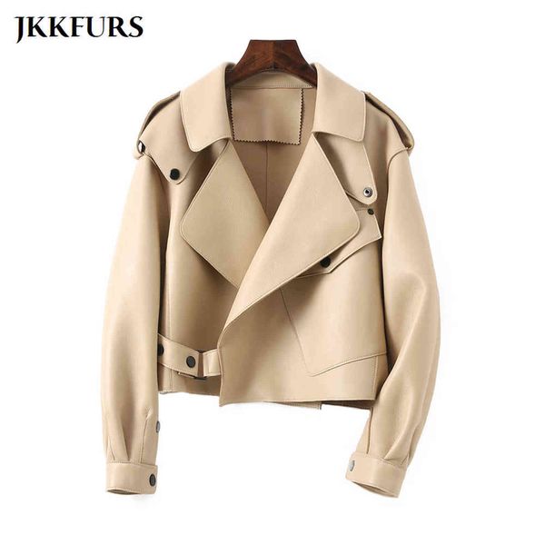 18 cores mulheres genuíno jaqueta de couro moda muitas cores casaco de couro Bombardeiro senhora sheepskin outerwear S7547 211118