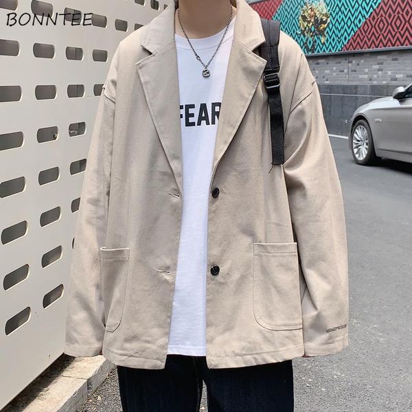 

men's jackets men solid single breasted turn-down collar handsome loose coats mens casual all-match vintage korean retro ins fashion, Black;brown