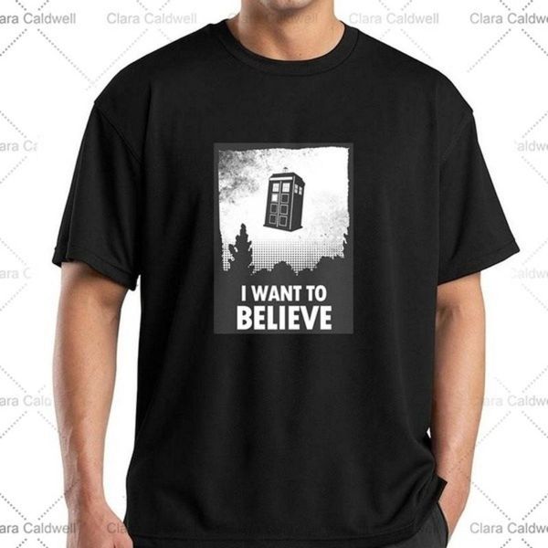 

men's t-shirts selling the tardis box i want to believe poster for men t shirt cotton short sleeve t-shirt fashion, White;black