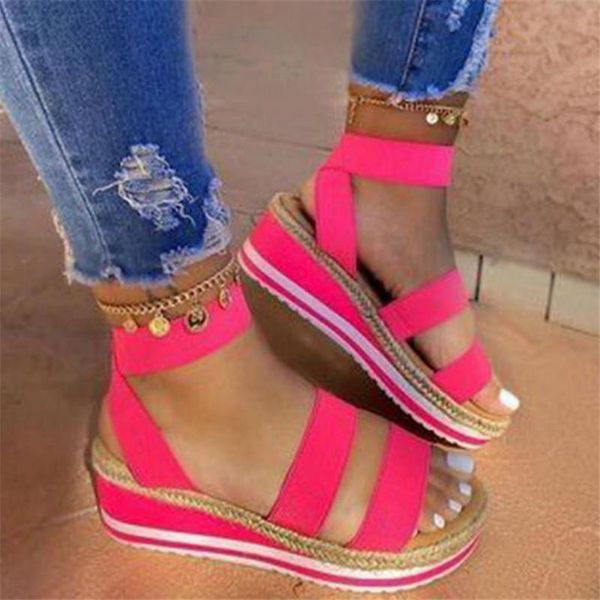

fashion summer women sandals slip on platform women's shoes hemps wedge ladies shoes female comfort pumps femmes sandales 20#, Black