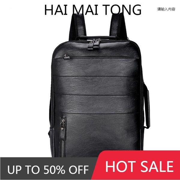 

outdoor bags 2021 male fashion casual bag men women waterproof backpack for travel quality pu leather backpacks lapcomputer bookbag