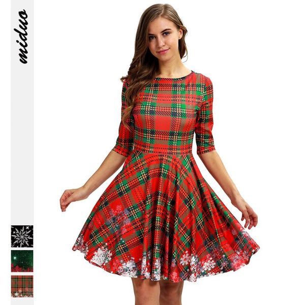 

casual dresses digital print three-quarter sleeve women's slim dress fashion personality european and american trendy hedging mid-lengt, Black;gray