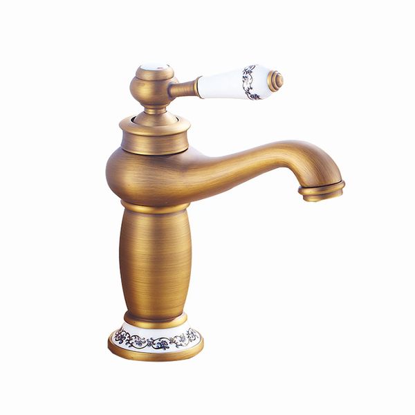 

2021 new european-style european copper tap-old-style cold double-open basin mixed blue and white faucet h9fs