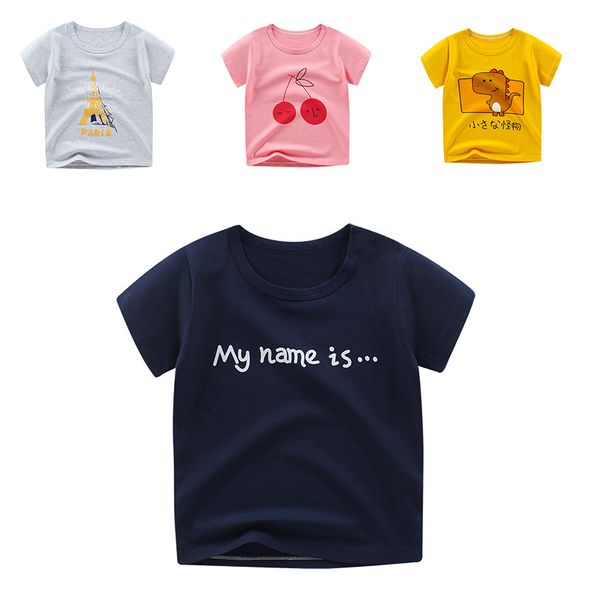 

children summer t shirts kid boy girl 100% cotton clothes letter kids girls casual outfits short sleeve baby boys clothes, Blue