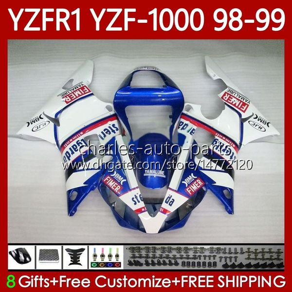 OEM-Verkleidungen für Yamaha weiß blau YZF-R1 YZF1000 YZF R 1 1000 CC YZFR1 98 99 00 01 Karosserie 82Nr