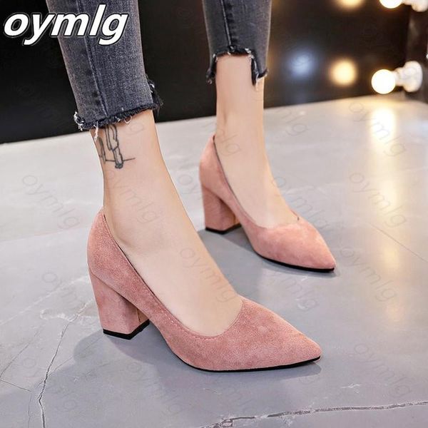 

dress shoes high heels women pumps nightclub wedding casual pointed toe parties slip-on summer flock shallow square heel, Black