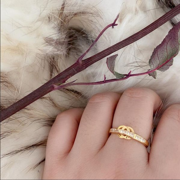 

women's gold letter pattern ring with stamp blind love letter love rhinestone ring gift for loving couple jewelry, Silver