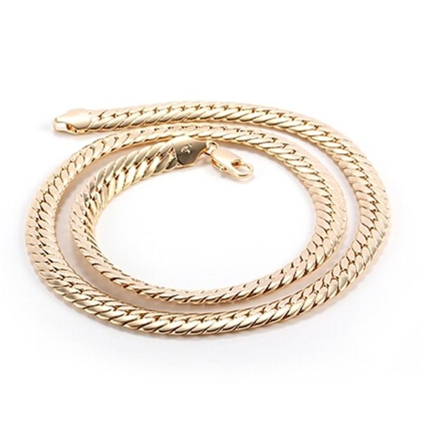 

factory outlet brand necklace fine yellow gold jewelry heavy 84g splendid men's 14k yellow solid gold snakeskin necklace chain 23.6\, Silver