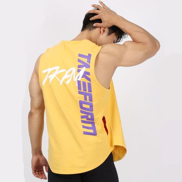 

men' tank mens casual fashion gyms fitness workout cotton sleeveless shirt summer clothing male stringer singlet undershirt vest, White;black