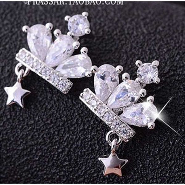 

white crystal small stars lady's earings (xgspc, Silver
