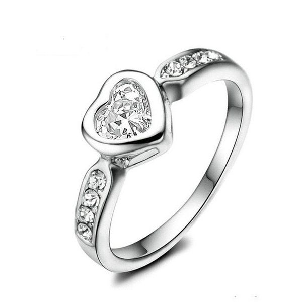 Fedi nuziali Minimal Crystal Promise Forever Love Heart Anello in acciaio inossidabile per donna Coppia gioielli eleganti Anelli Bff Gift