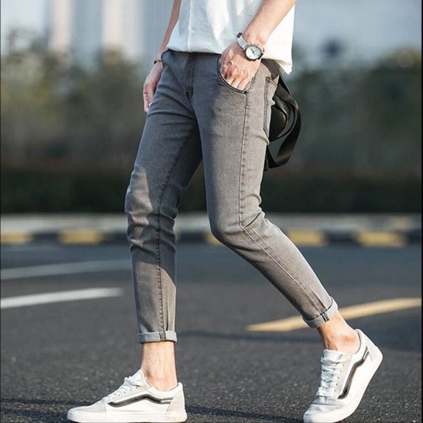 

2021 brand men men's replacement tight jeans/men's hip hop sports clothing elastic waist joggers broek katoen slender pencil, Blue