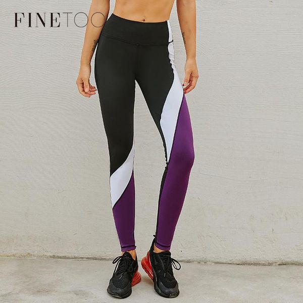 

women's pants & capris finetoo high waist leggings fashion patchwork leggins sport women fitness running seamless gym girl 2021, Black;white