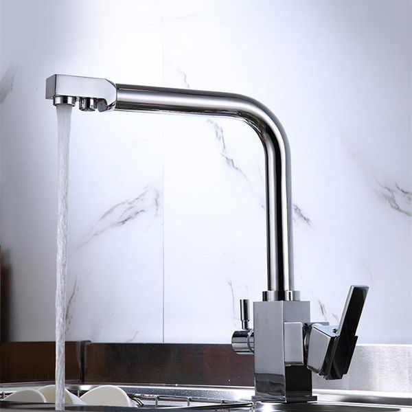

3 color kitchen faucet 360 degree rotation water purification tap drinking pure water faucet and cold dual handle mixer tap