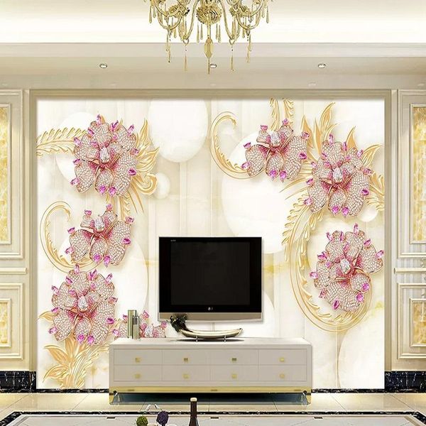 

wallpapers custom large mural 3d wallpaper modern fashion creative jewelry flower sphere white living room wall decor deep 5d embossed