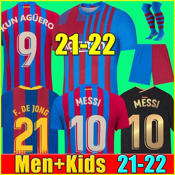 

camisetas de football messi kun aguero barcelona soccer jerseys barca fc 20 21 22 ansu fati 2021 2022 griezmann f.de jong dest pedri kit shi, Black