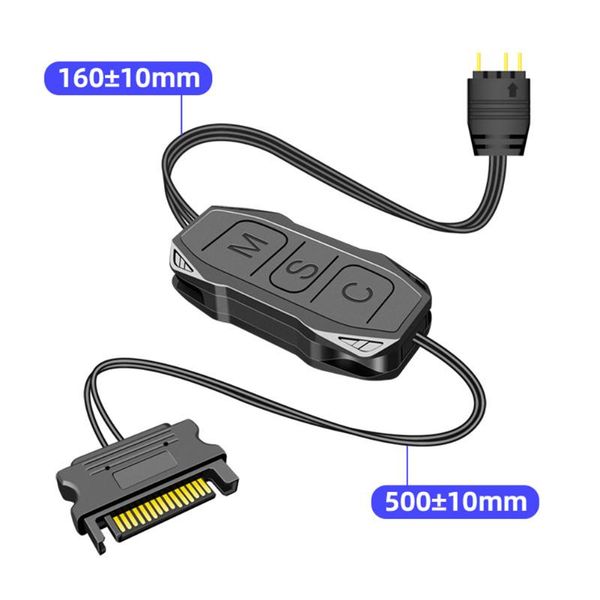 

fans & coolings argb controller 3 pin to sata cable for pc fan light strip mini control hub adapter cooling