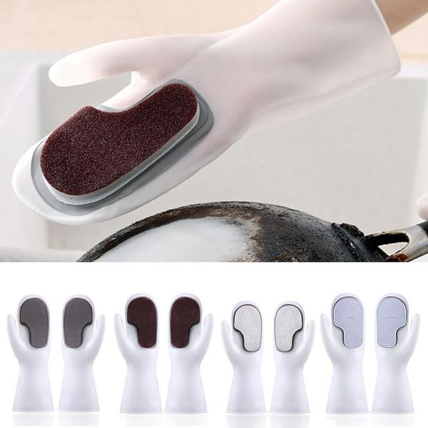 

disposable gloves for washing dishes silicone rubber scrub cleaning sponge kitchen brush dishwashing g d1s3