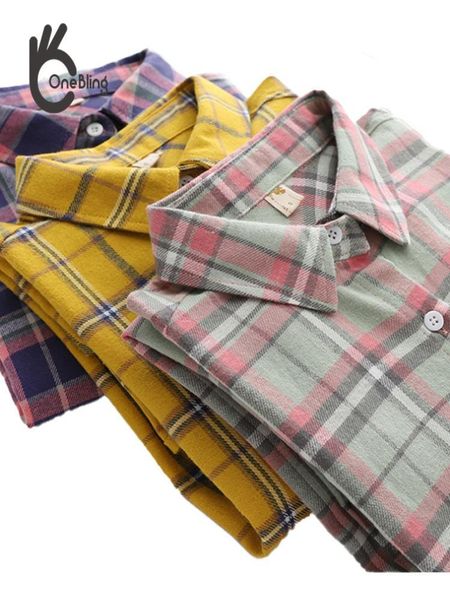 

women's blouses & shirts onebling casual plaid shirt women 2021 long sleev blouse loose and office style ladies clothes blusas, White