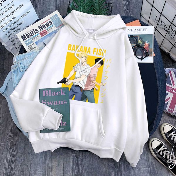 

banana fish ash lynx anime cool prints women hoody harajuku vintage hoodies hip hop oversized hoodie fashion female streetwear y0820, Black