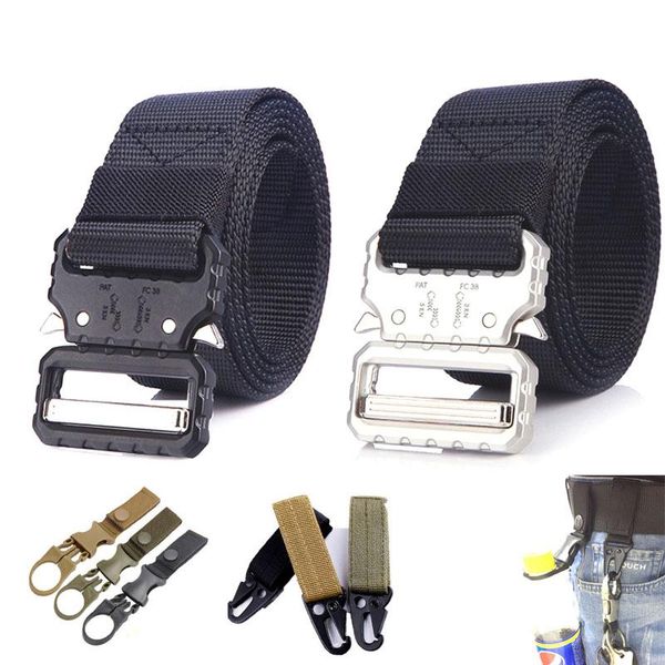 

waist support belts adjustable outdoor combat training hunting accessories tactical belt metal buckle nylon army men heavy duty military, Black;gray