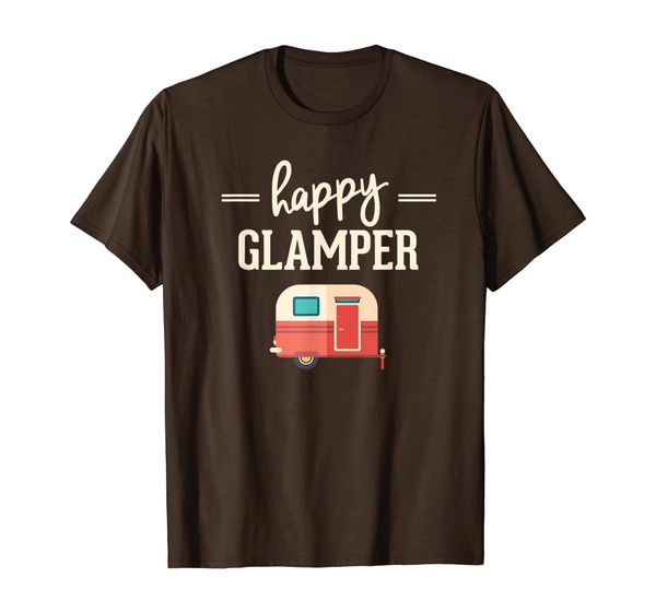 

happy glamper - glamping, camping t-shirt, White;black