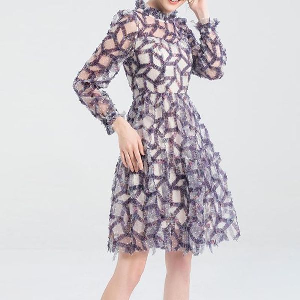 

casual dresses 2021 summer fashion designer dress women mesh edible tree patchwork long sleeve ladies party, Black;gray