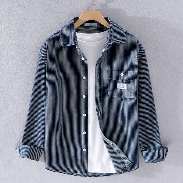 

2021 new 100% cotton striped brand casual fashion for men comfortable stripe shirt mens trend shirts male camiseta 0xrt, White;black