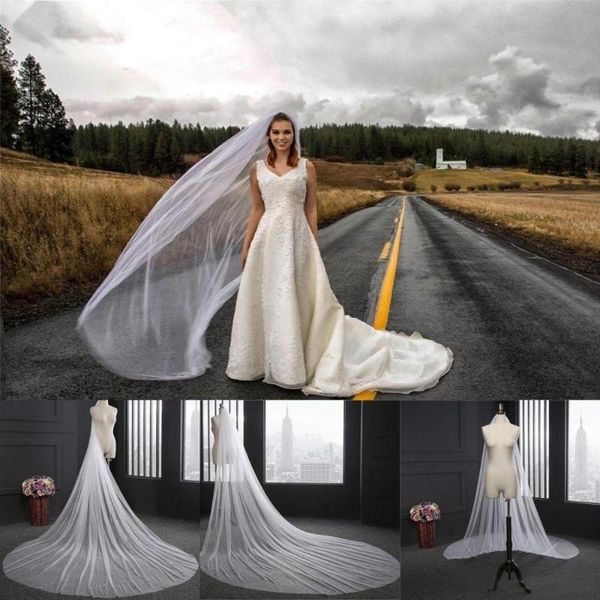 

bridal veils elegant wedding veil 3 meters long soft with comb one-layer ivory white bride accessories, Black