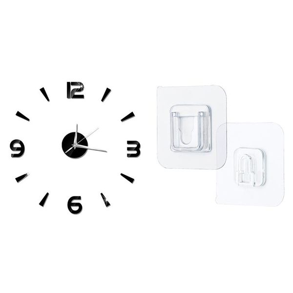 

hooks & rails 1 set 3d home decor quartz diy wall clock clocks stickers black 10 pair double-sided adhesive hook
