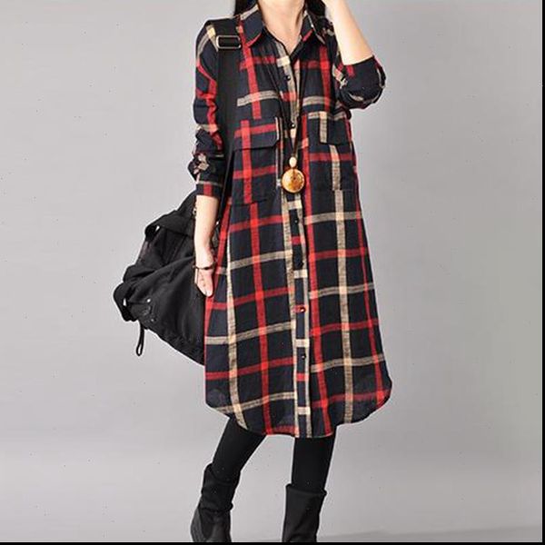 

manubea three quarter sleeve grid women blouse casual long plaid shirts women and blouses loose lattice blusa feminina, White