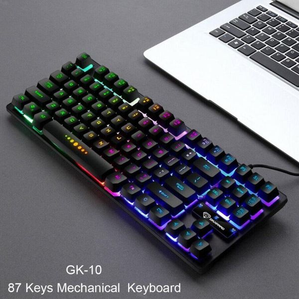 

keyboards luminous gaming mechanical keyboard 87 keys with rgb led backlight usb wired 1.5m multimedia tablet desktop