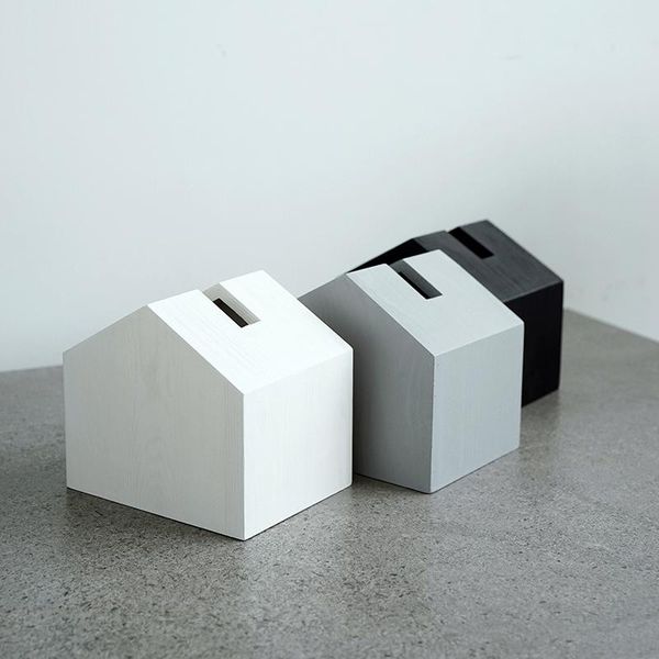 

tissue boxes & napkins black and white gray cold light wind box house modeling paper decoration towel rack