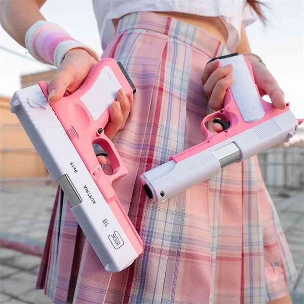 

girl pink glock colt shell throwing pistol bullet soft glue gun children toy boy simulation
