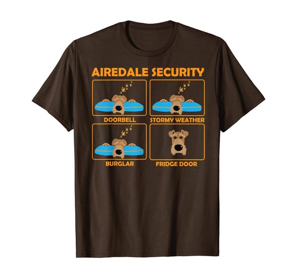 

airedale security funny t-shirt, White;black