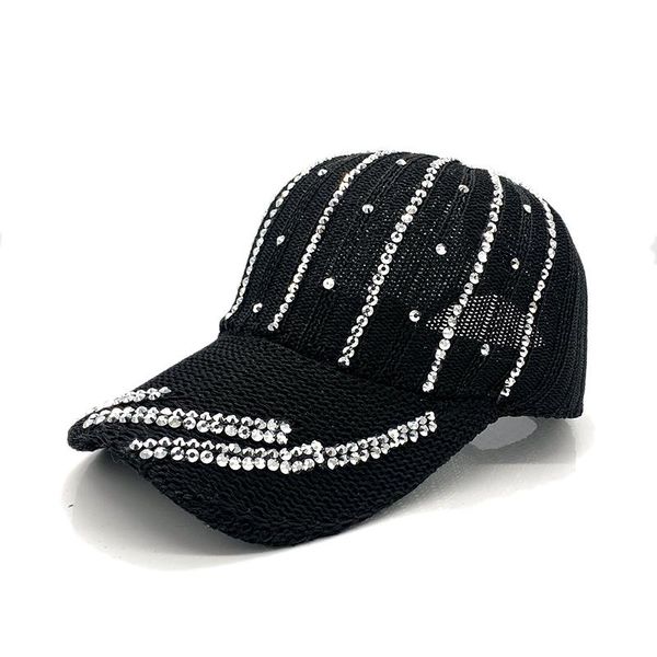 

ball caps rhinestone baseball cap vintage luxury woman mesh snapback stripe pattern gorras female glass diamond hat, Blue;gray