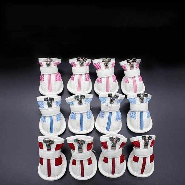 

dog apparel 4pcs cat and shoes pet vip teddy mesh zipper sneakers breathable