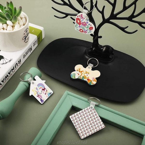 

keychains 36pcs wood hardboard keychain blank mdf double-side printed sublimation heat transfer making a10 21 dropship, Silver