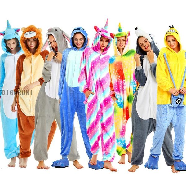 

totoro unicorn panda tiger onesies adults animal pajamas suit warm soft sleepwear onepiece winter pijama flannel cartoon pyjamas, Black;red